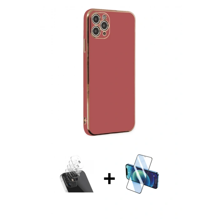 MARSİLYAN™- iPhone 11 Pro Max Kılıf Yankı Serisi - Siyah 3D Antistatik Seramik Nano Ekran Koruyucu + Kamera Lens Koruma Cam - SF