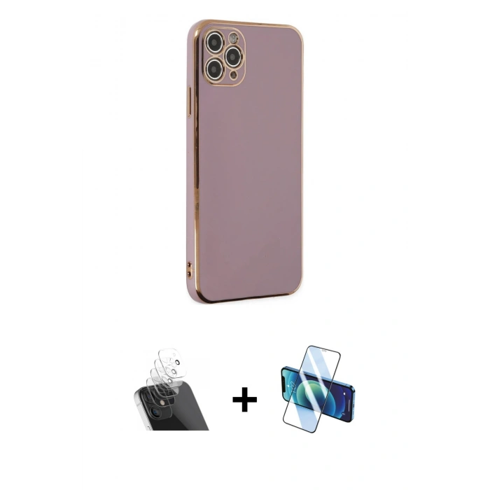 MARSİLYAN™- iPhone 11 Pro Max Kılıf Yankı Serisi - Siyah 3D Antistatik Seramik Nano Ekran Koruyucu + Kamera Lens Koruma Cam - SF