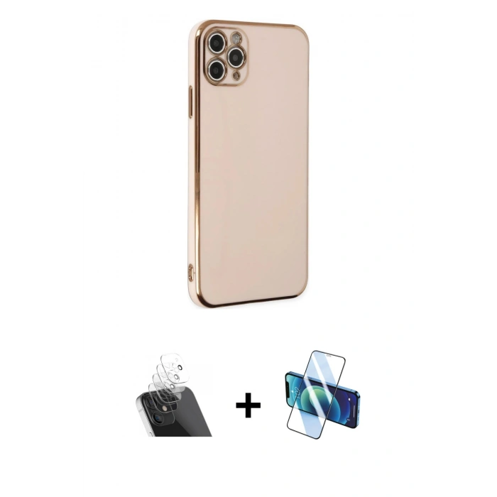 MARSİLYAN™- iPhone 11 Pro Max Kılıf Yankı Serisi - Siyah 3D Antistatik Seramik Nano Ekran Koruyucu + Kamera Lens Koruma Cam - SF
