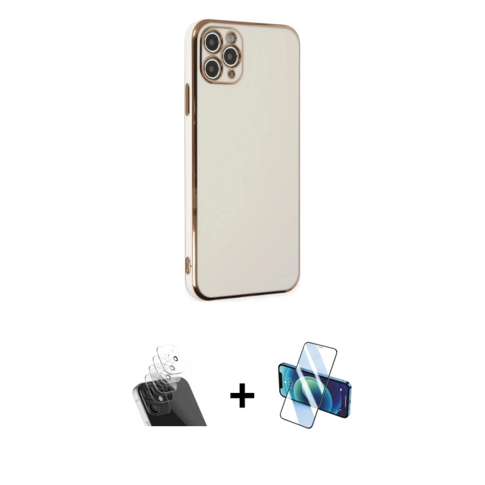 MARSİLYAN™- iPhone 11 Pro Max Kılıf Yankı Serisi - Siyah 3D Antistatik Seramik Nano Ekran Koruyucu + Kamera Lens Koruma Cam - SF