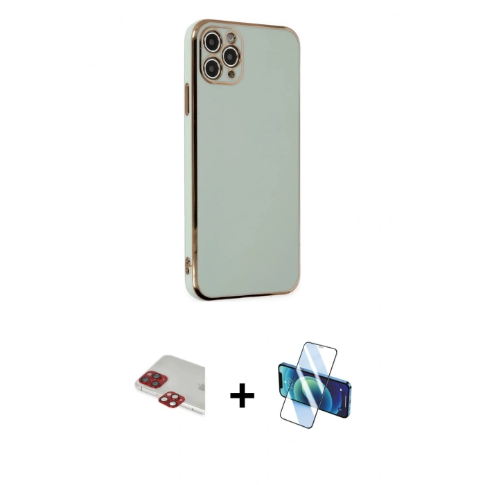 MARSİLYAN™- iPhone 11 Pro Max Kılıf Yankı Serisi - Siyah 3D Antistatik Seramik Nano Ekran Koruyucu + Pers Alüminyum Kamera Lens - KI
