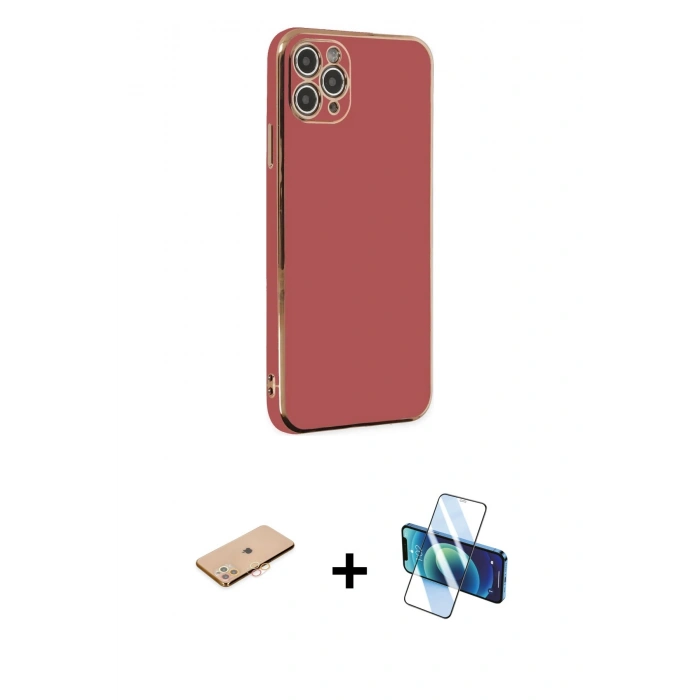 MARSİLYAN™- iPhone 11 Pro Max Kılıf Yankı Serisi - Siyah 3D Antistatik Seramik Nano Ekran Koruyucu + Renkli Kamera Lens Koruma Cam - TU