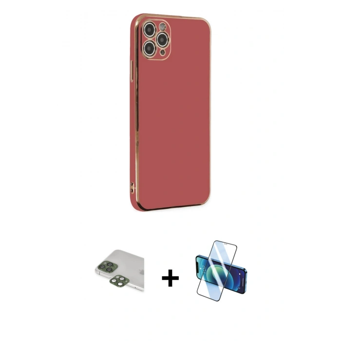 MARSİLYAN™- iPhone 11 Pro Max Kılıf Yankı Serisi - Siyah 3D Antistatik Seramik Nano Ekran Koruyucu + Pers Alüminyum Kamera Lens - YL