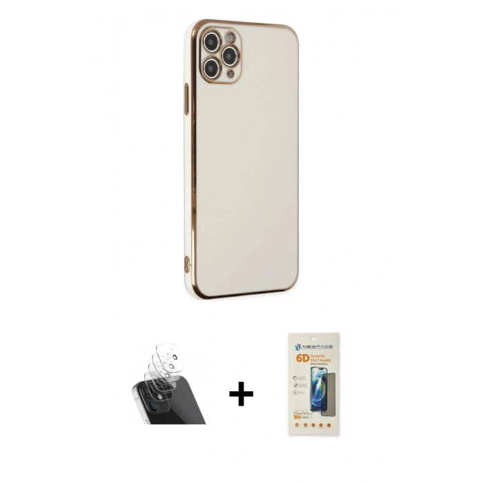 MARSİLYAN™- iPhone 11 Pro Max Kılıf Yankı Serisi - Siyah 6D Mat Seramik Hayalet Nano Ekran Koruyucu + Kamera Lens Koruma Cam - SF