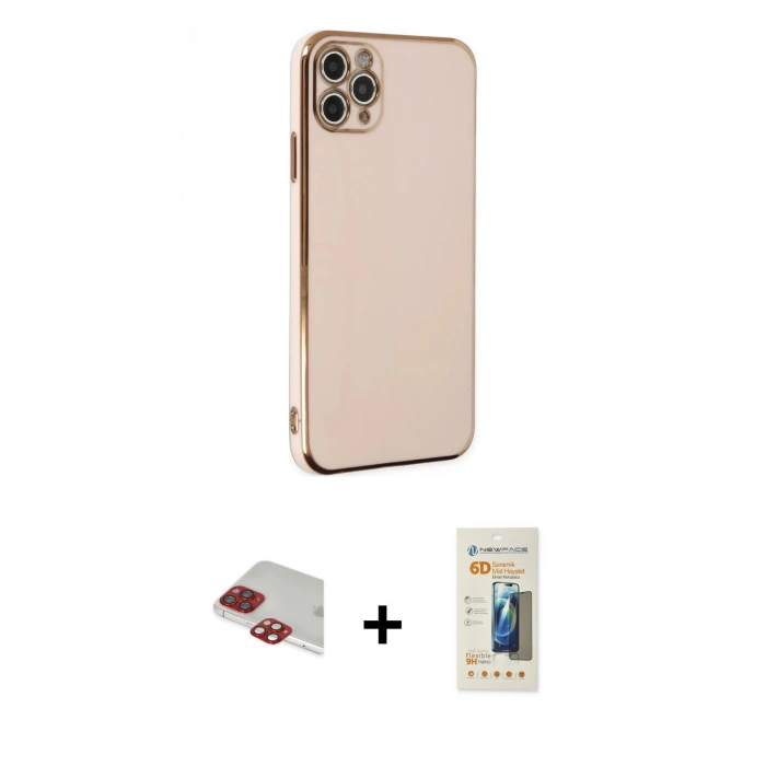MARSİLYAN™- iPhone 11 Pro Max Kılıf Yankı Serisi - Siyah 6D Mat Seramik Hayalet Nano Ekran Koruyucu + Pers Alüminyum Kamera Lens - KI