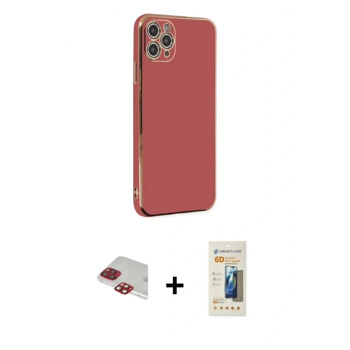 MARSİLYAN™- iPhone 11 Pro Max Kılıf Yankı Serisi - Siyah 6D Mat Seramik Hayalet Nano Ekran Koruyucu + Pers Alüminyum Kamera Lens - KI