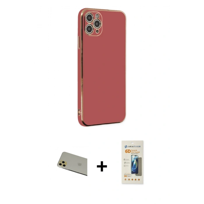 MARSİLYAN™- iPhone 11 Pro Max Kılıf Yankı Serisi - Siyah 6D Mat Seramik Hayalet Nano Ekran Koruyucu + Rainbow Kamera Lens Koruma Cam - GD