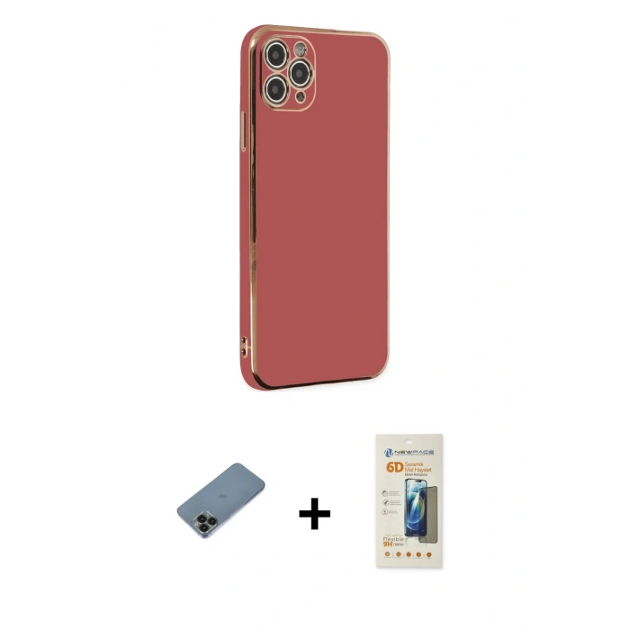 MARSİLYAN™- iPhone 11 Pro Max Kılıf Yankı Serisi - Siyah 6D Mat Seramik Hayalet Nano Ekran Koruyucu + Shine Kamera Lens Koruma Cam - SH