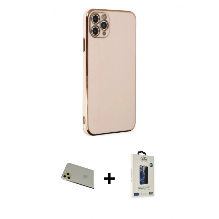 MARSİLYAN™- iPhone 11 Pro Max Kılıf Yankı Serisi - Siyah Bilvis Hayalet Cam Ekran Koruyucu + Rainbow Kamera Lens Koruma Cam - GD