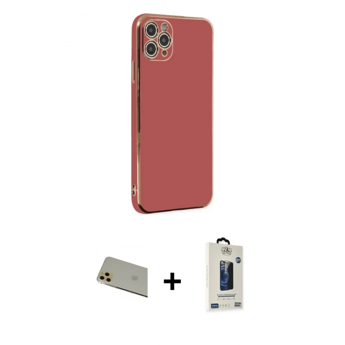 MARSİLYAN™- iPhone 11 Pro Max Kılıf Yankı Serisi - Siyah Bilvis Hayalet Cam Ekran Koruyucu + Rainbow Kamera Lens Koruma Cam - GD