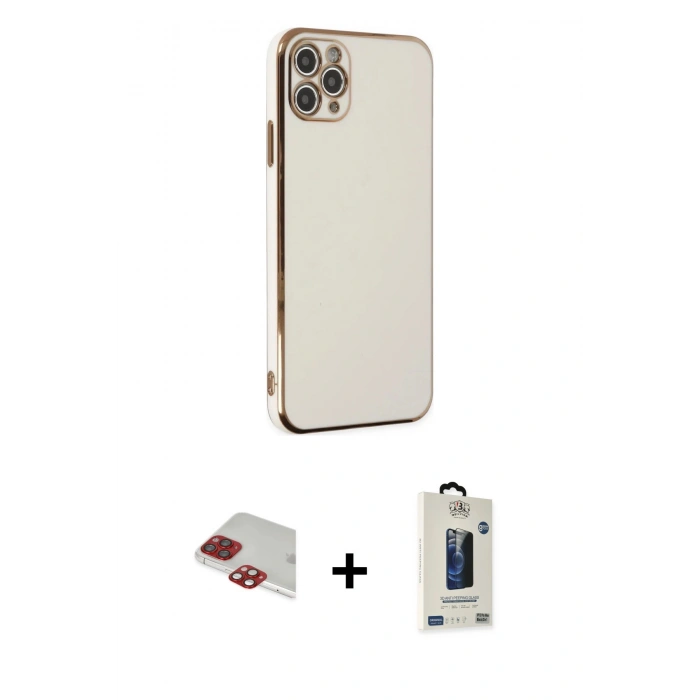 MARSİLYAN™- iPhone 11 Pro Max Kılıf Yankı Serisi - Siyah Bilvis Hayalet Cam Ekran Koruyucu + Pers Alüminyum Kamera Lens - KI