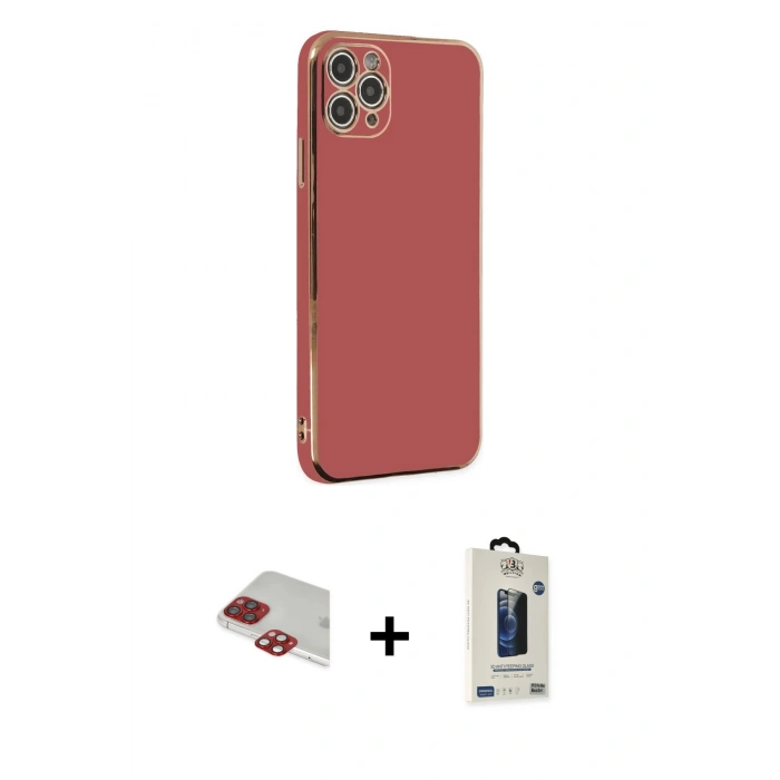 MARSİLYAN™- iPhone 11 Pro Max Kılıf Yankı Serisi - Siyah Bilvis Hayalet Cam Ekran Koruyucu + Pers Alüminyum Kamera Lens - KI