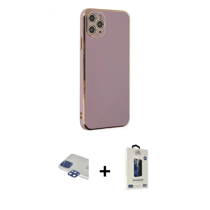 MARSİLYAN™- iPhone 11 Pro Max Kılıf Yankı Serisi - Siyah Bilvis Hayalet Cam Ekran Koruyucu + Pers Alüminyum Kamera Lens - LT