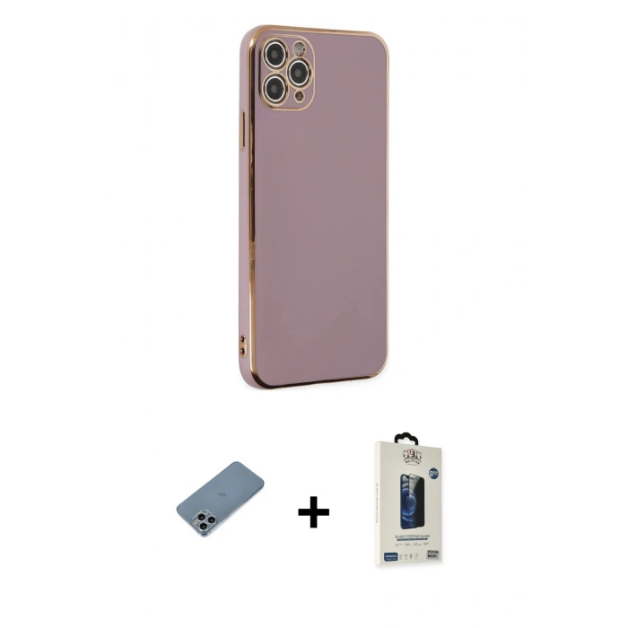 MARSİLYAN™- iPhone 11 Pro Max Kılıf Yankı Serisi - Siyah Bilvis Hayalet Cam Ekran Koruyucu + Shine Kamera Lens Koruma Cam - SABE