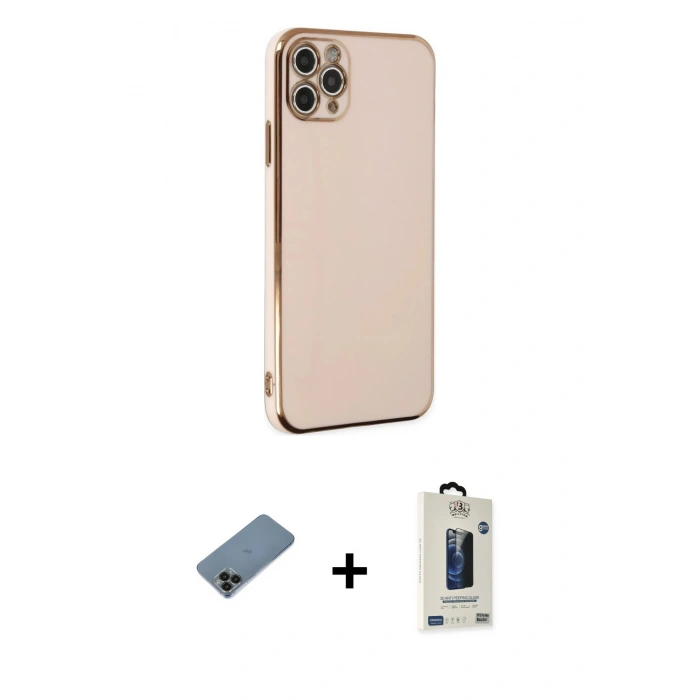 MARSİLYAN™- iPhone 11 Pro Max Kılıf Yankı Serisi - Siyah Bilvis Hayalet Cam Ekran Koruyucu + Shine Kamera Lens Koruma Cam - SH