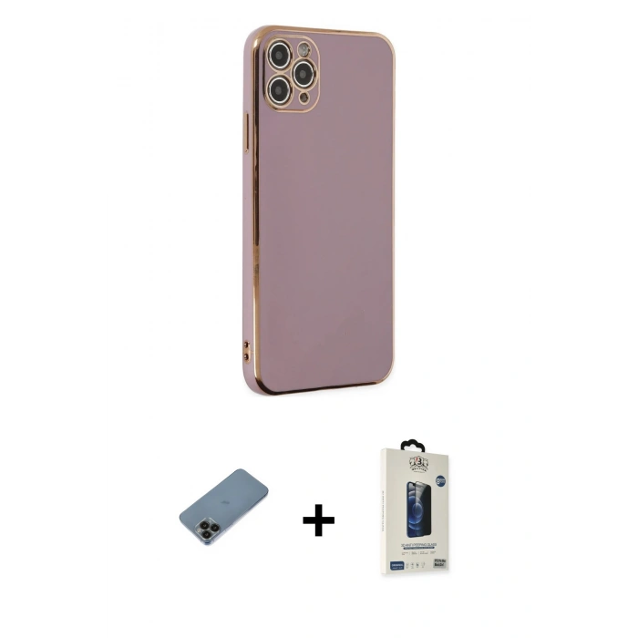 MARSİLYAN™- iPhone 11 Pro Max Kılıf Yankı Serisi - Siyah Bilvis Hayalet Cam Ekran Koruyucu + Shine Kamera Lens Koruma Cam - SH