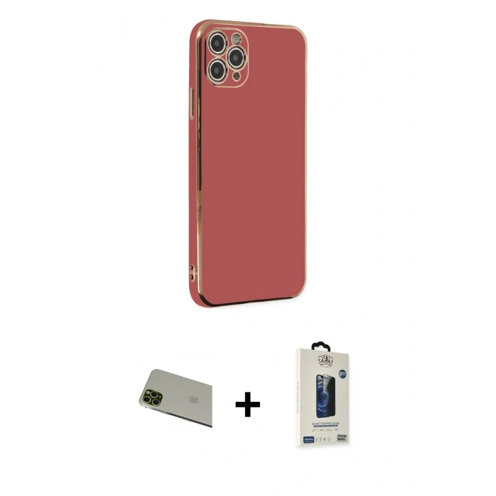 MARSİLYAN™- iPhone 11 Pro Max Kılıf Yankı Serisi - Siyah Bilvis Hayalet Cam Ekran Koruyucu + Yeşil Rainbow Kamera Lens Koruma Cam