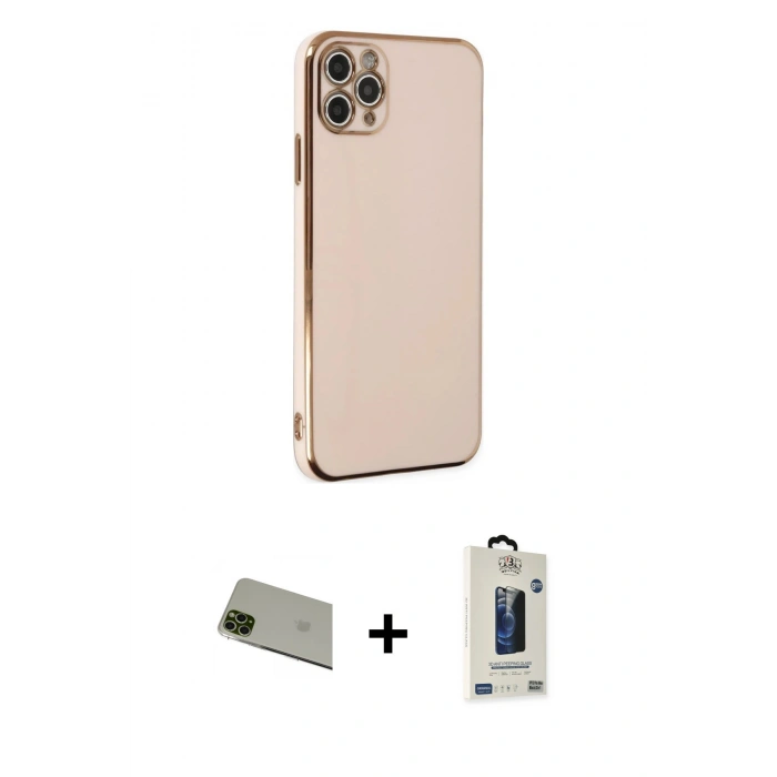 MARSİLYAN™- iPhone 11 Pro Max Kılıf Yankı Serisi - Siyah Bilvis Hayalet Cam Ekran Koruyucu + Yeşil Rainbow Kamera Lens Koruma Cam