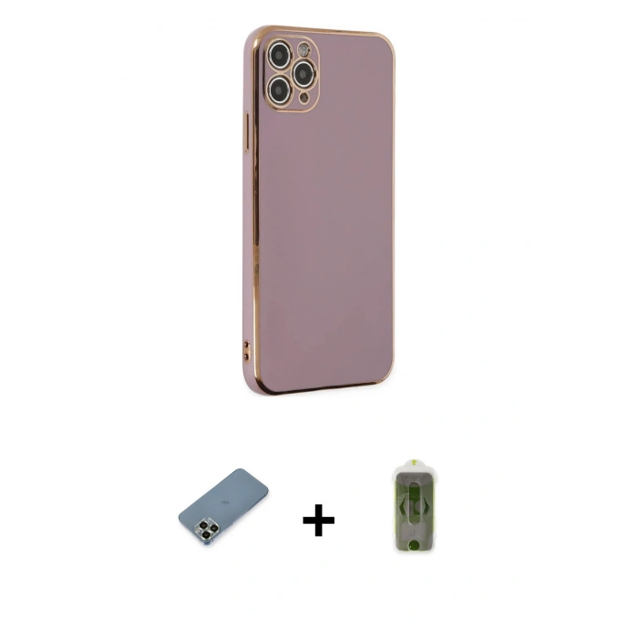 MARSİLYAN™- iPhone 11 Pro Max Kılıf Yankı Serisi - Siyah Joko Magic 5D Hayalet Cam + Metal Kamera Lens Koruma Cam - AKYL