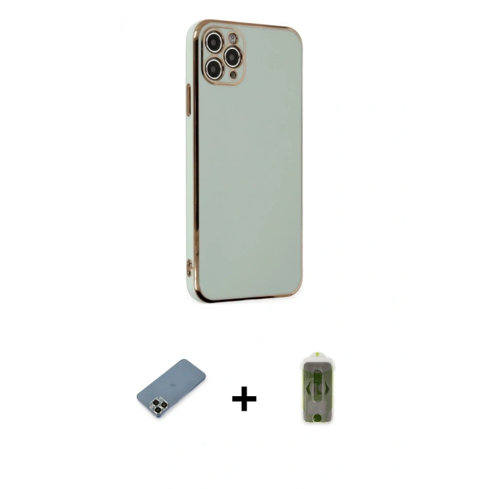 MARSİLYAN™- iPhone 11 Pro Max Kılıf Yankı Serisi - Siyah Joko Magic 5D Hayalet Cam + Metal Kamera Lens Koruma Cam - AKYL
