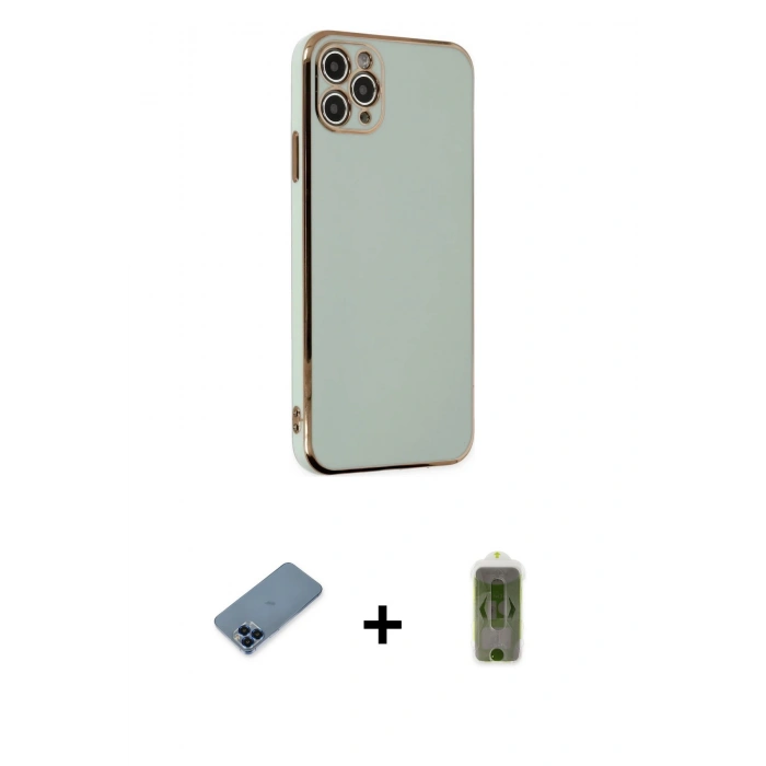 MARSİLYAN™- iPhone 11 Pro Max Kılıf Yankı Serisi - Siyah Joko Magic 5D Hayalet Cam + Metal Kamera Lens Koruma Cam - MI