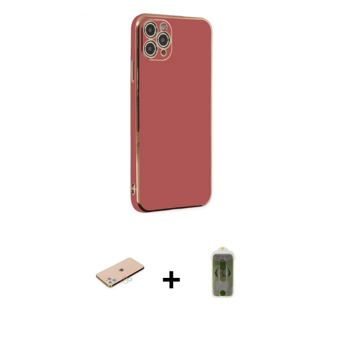 MARSİLYAN™- iPhone 11 Pro Max Kılıf Yankı Serisi - Siyah Joko Magic 5D Hayalet Cam + Renkli Kamera Lens Koruma Cam - MI