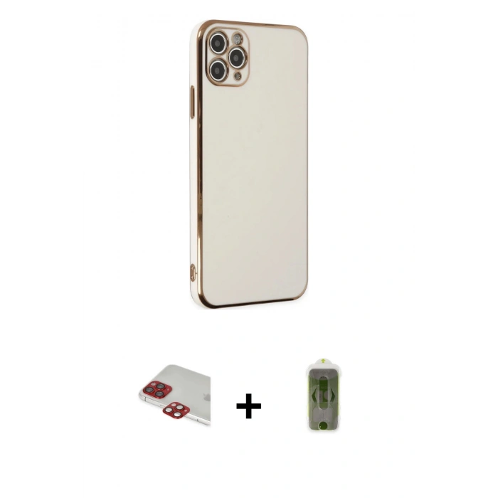 MARSİLYAN™- iPhone 11 Pro Max Kılıf Yankı Serisi - Siyah Joko Magic 5D Hayalet Cam + Pers Alüminyum Kamera Lens - KI
