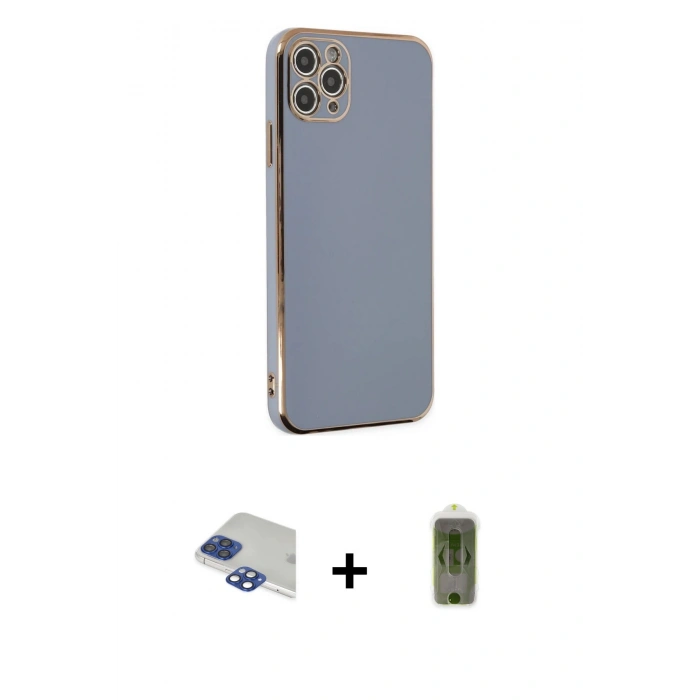 MARSİLYAN™- iPhone 11 Pro Max Kılıf Yankı Serisi - Siyah Joko Magic 5D Hayalet Cam + Pers Alüminyum Kamera Lens - LT