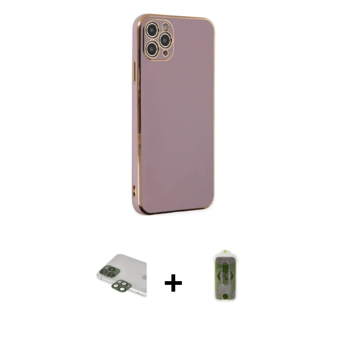 MARSİLYAN™- iPhone 11 Pro Max Kılıf Yankı Serisi - Siyah Joko Magic 5D Hayalet Cam + Pers Alüminyum Kamera Lens - YL