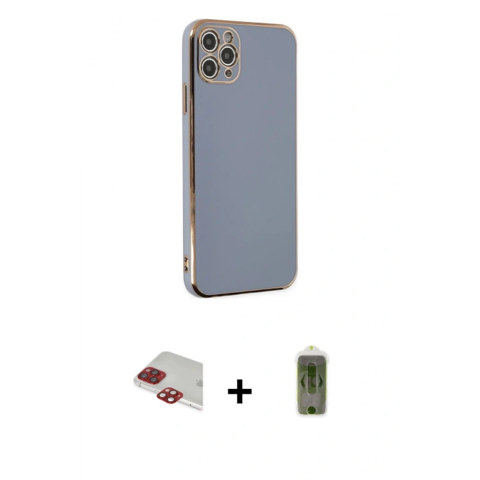 MARSİLYAN™- iPhone 11 Pro Max Kılıf Yankı Serisi - Siyah Joko Magic 5D Hayalet Cam + Pers Alüminyum Kamera Lens - KI