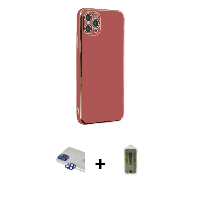 MARSİLYAN™- iPhone 11 Pro Max Kılıf Yankı Serisi - Siyah Joko Magic 5D Hayalet Cam + Pers Alüminyum Kamera Lens - LT