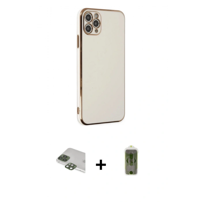 MARSİLYAN™- iPhone 11 Pro Max Kılıf Yankı Serisi - Siyah Joko Magic 5D Hayalet Cam + Pers Alüminyum Kamera Lens - YL