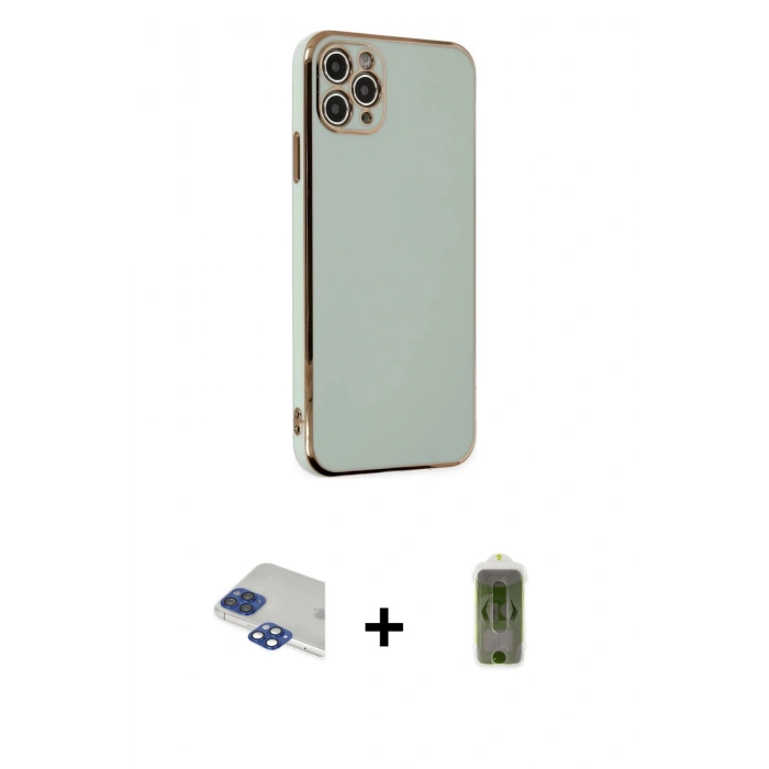 MARSİLYAN™- iPhone 11 Pro Max Kılıf Yankı Serisi - Siyah Joko Magic 5D Hayalet Cam + Pers Alüminyum Kamera Lens - LT