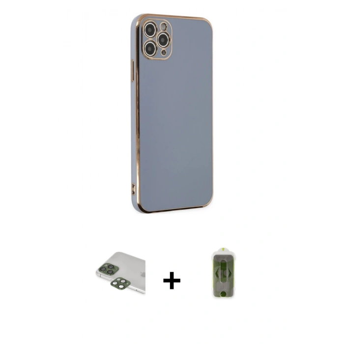 MARSİLYAN™- iPhone 11 Pro Max Kılıf Yankı Serisi - Siyah Joko Magic 5D Hayalet Cam + Pers Alüminyum Kamera Lens - YL