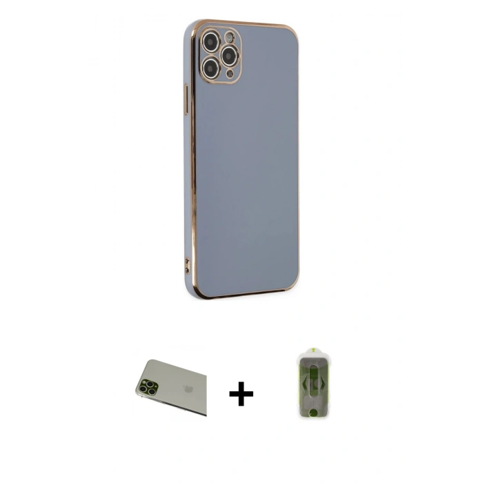 MARSİLYAN™- iPhone 11 Pro Max Kılıf Yankı Serisi - Siyah Joko Magic 5D Hayalet Cam + Rainbow Kamera Lens Koruma Cam - YL