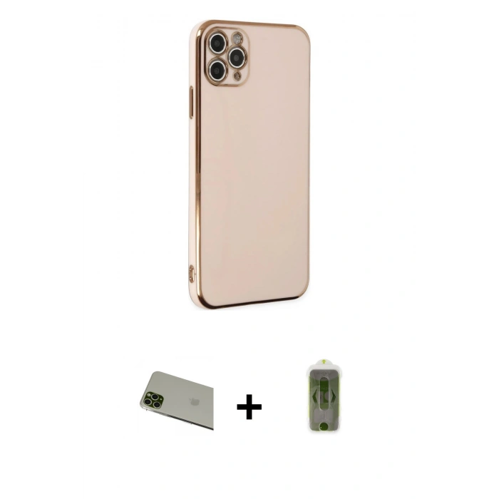 MARSİLYAN™- iPhone 11 Pro Max Kılıf Yankı Serisi - Siyah Joko Magic 5D Hayalet Cam + Rainbow Kamera Lens Koruma Cam - YL