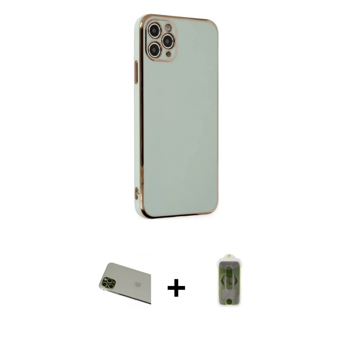 MARSİLYAN™- iPhone 11 Pro Max Kılıf Yankı Serisi - Siyah Joko Magic 5D Hayalet Cam + Rainbow Kamera Lens Koruma Cam - YL