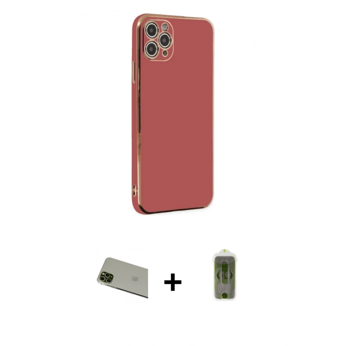 MARSİLYAN™- iPhone 11 Pro Max Kılıf Yankı Serisi - Siyah Joko Magic 5D Hayalet Cam + Rainbow Kamera Lens Koruma Cam - YL