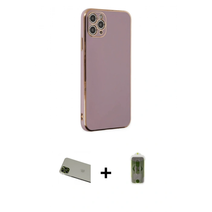 MARSİLYAN™- iPhone 11 Pro Max Kılıf Yankı Serisi - Siyah Joko Magic 5D Hayalet Cam + Rainbow Kamera Lens Koruma Cam - YL