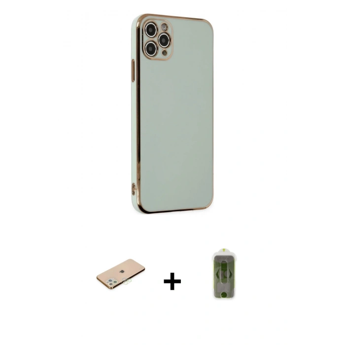 MARSİLYAN™- iPhone 11 Pro Max Kılıf Yankı Serisi - Siyah Joko Magic 5D Hayalet Cam + Renkli Kamera Lens Koruma Cam - YL