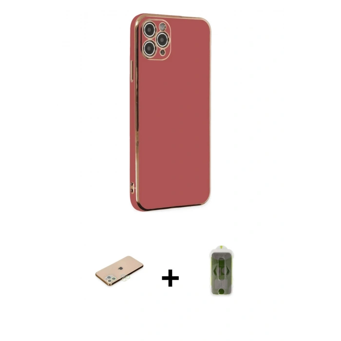 MARSİLYAN™- iPhone 11 Pro Max Kılıf Yankı Serisi - Siyah Joko Magic 5D Hayalet Cam + Renkli Kamera Lens Koruma Cam - YL