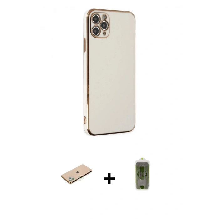 MARSİLYAN™- iPhone 11 Pro Max Kılıf Yankı Serisi - Siyah Joko Magic 5D Hayalet Cam + Renkli Kamera Lens Koruma Cam - YL