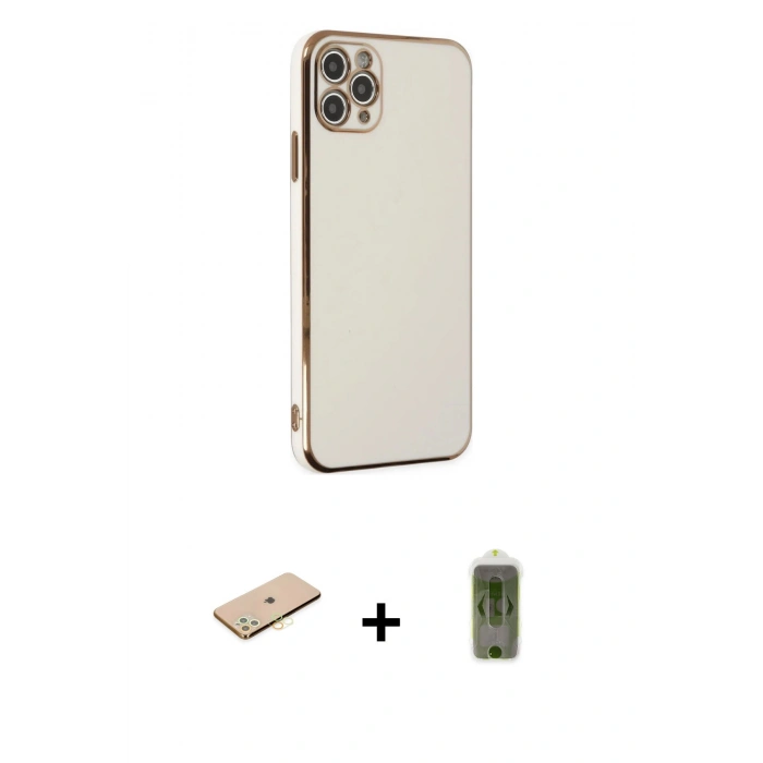 MARSİLYAN™- iPhone 11 Pro Max Kılıf Yankı Serisi - Siyah Joko Magic 5D Hayalet Cam + Renkli Kamera Lens Koruma Cam - SI