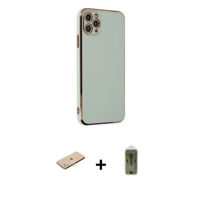 MARSİLYAN™- iPhone 11 Pro Max Kılıf Yankı Serisi - Siyah Joko Magic 5D Hayalet Cam + Renkli Kamera Lens Koruma Cam - SI