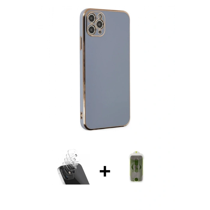 MARSİLYAN™- iPhone 11 Pro Max Kılıf Yankı Serisi - Siyah Joko Magic 5D Hayalet Cam + Kamera Lens Koruma Cam - SF