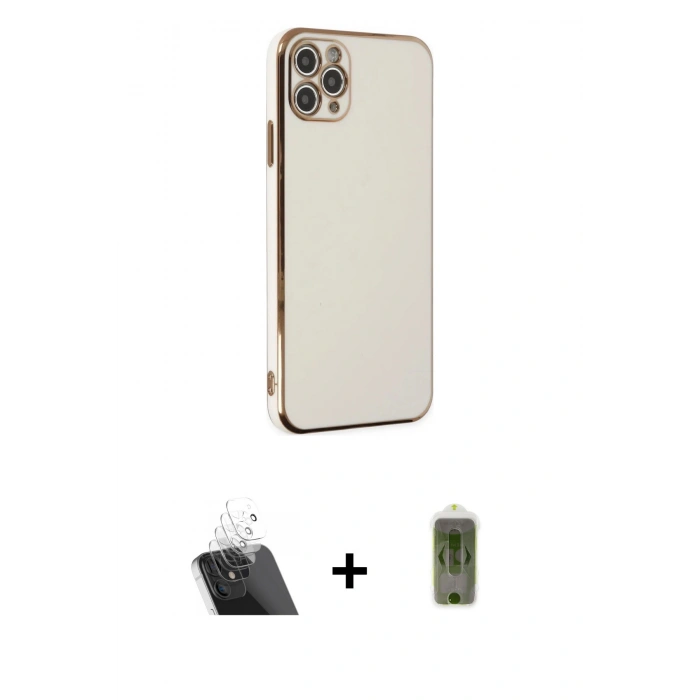 MARSİLYAN™- iPhone 11 Pro Max Kılıf Yankı Serisi - Siyah Joko Magic 5D Hayalet Cam + Kamera Lens Koruma Cam - SF