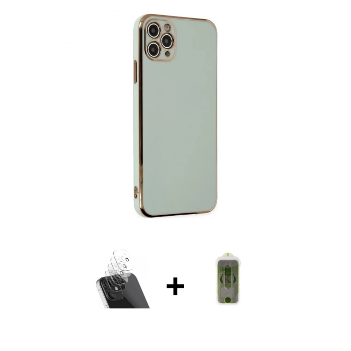 MARSİLYAN™- iPhone 11 Pro Max Kılıf Yankı Serisi - Siyah Joko Magic 5D Hayalet Cam + Kamera Lens Koruma Cam - SF