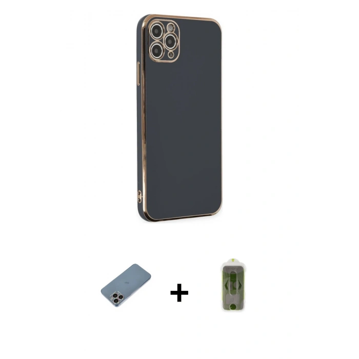 MARSİLYAN™- iPhone 11 Pro Max Kılıf Yankı Serisi - Siyah Joko Magic 5D Hayalet Cam + Shine Kamera Lens Koruma Cam - GI