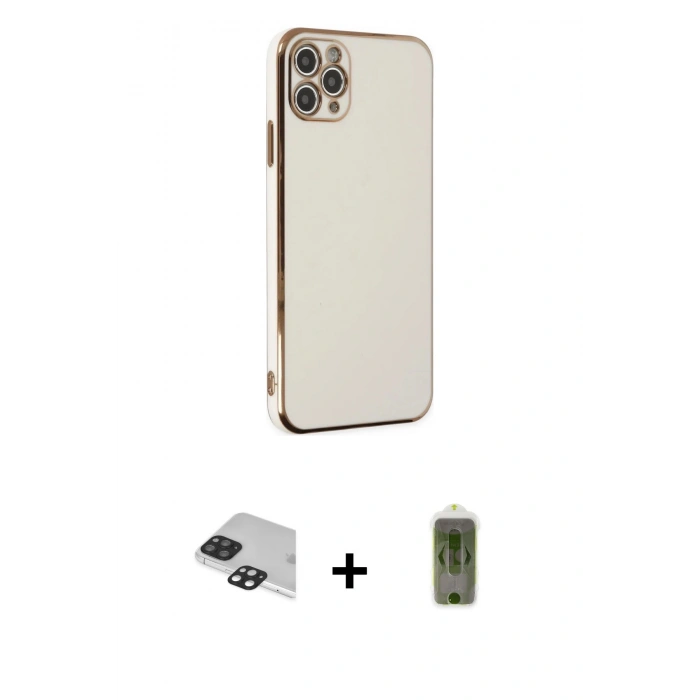 MARSİLYAN™- iPhone 11 Pro Max Kılıf Yankı Serisi - Siyah Joko Magic 5D Hayalet Cam + Pers Alüminyum Kamera Lens - SH