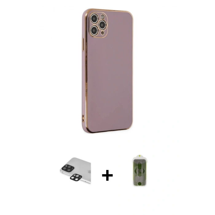MARSİLYAN™- iPhone 11 Pro Max Kılıf Yankı Serisi - Siyah Joko Magic 5D Hayalet Cam + Pers Alüminyum Kamera Lens - SH